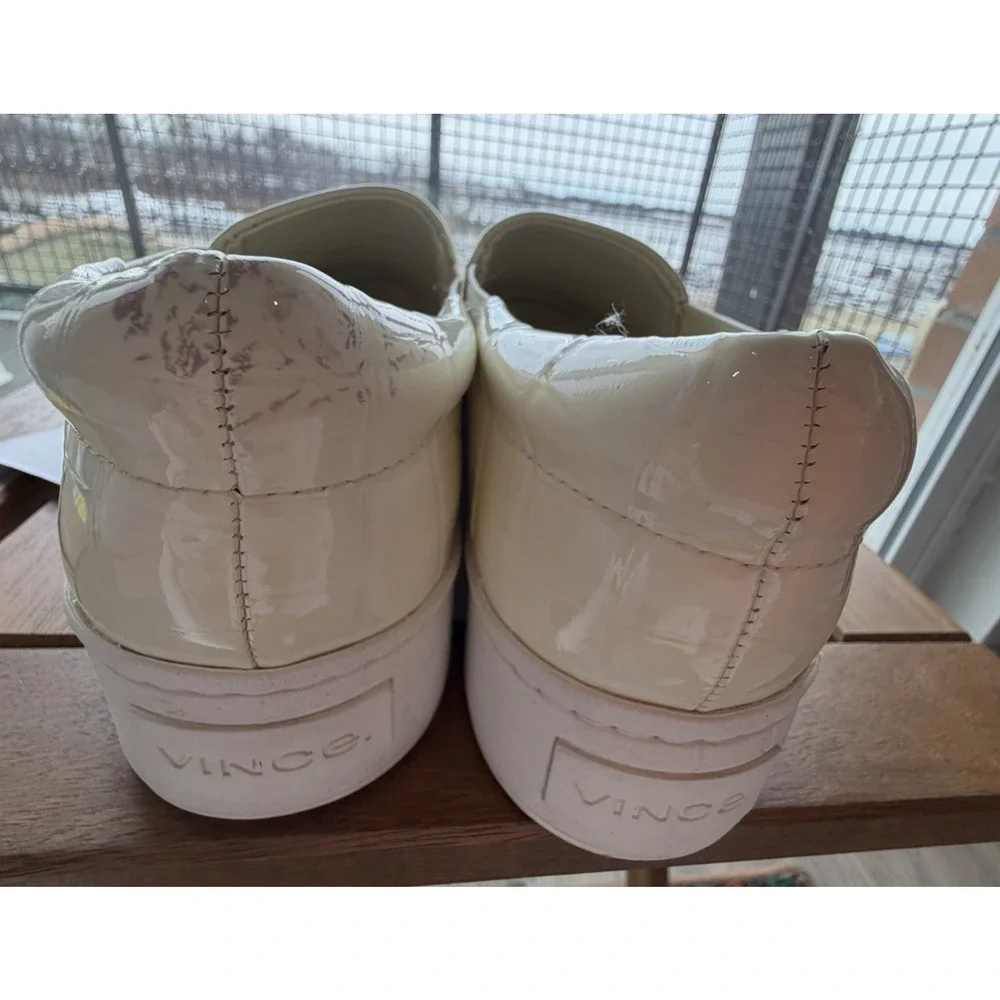 Womens Vince Warren Slip On Crocodile Embossed Ivory White Platform Sneaker 8.5